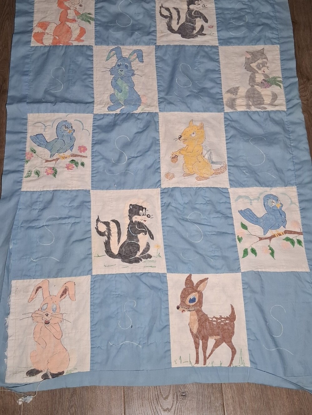 Vintage Handmade Woodland Animals Nursery Quilt –Please Read Description